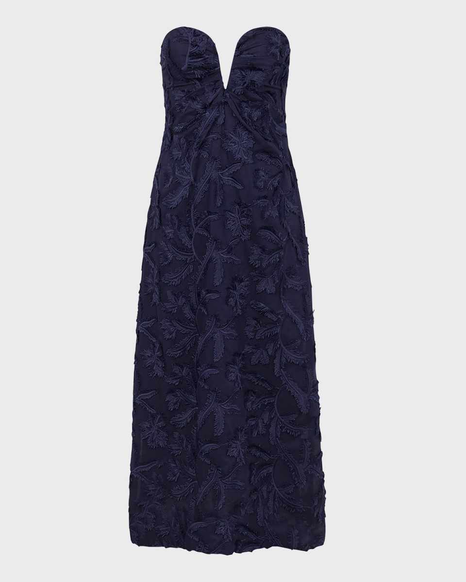 Zhen Embroidered Strapless Maxi Dress